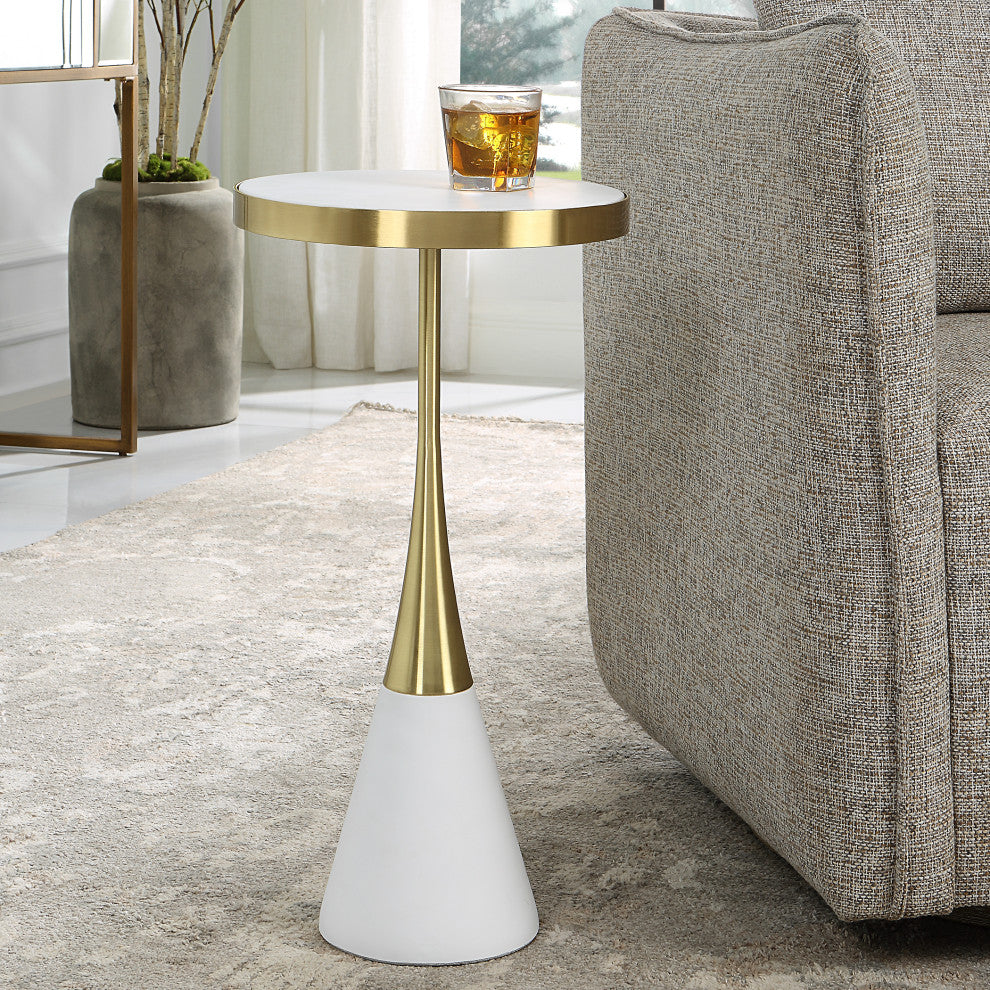 Uttermost 25281 Apex White Concrete Accent Table