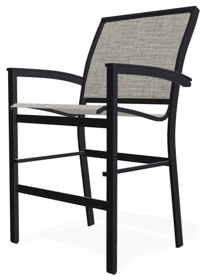 Bazza Sling Balcony Height Stackable Outdoor Stool, Storm/Black