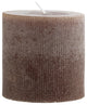 4" Round x 4"H Unscented Pleated Pillar Candle, Powder Finish, Leather