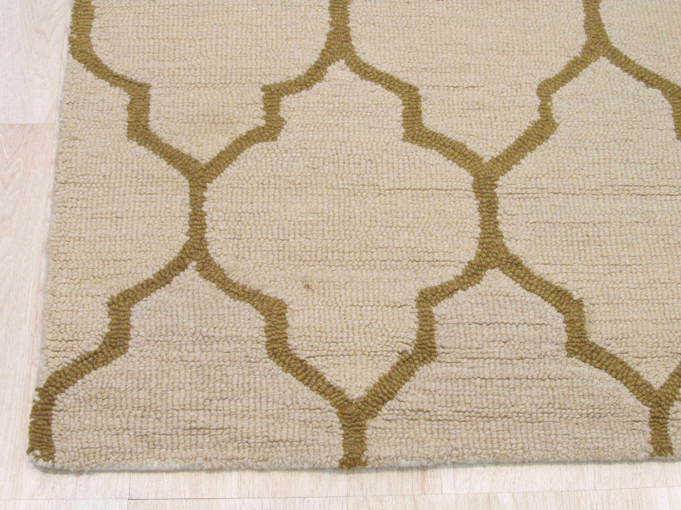Light Beige Traditional Trellis Moroccan Area Rug