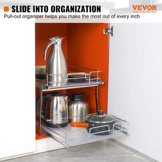 VEVOR 2-Tier Wire Pull Out Cabinet Under Sink Organizer 16x21" Drawer Basket