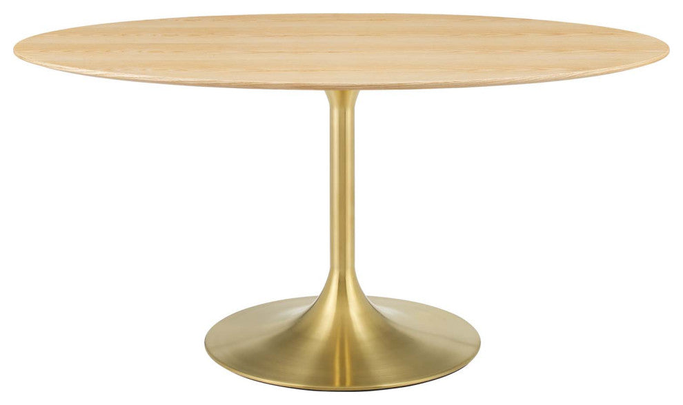 Lippa 60" Oval Wood Dining Table, Gold Natural