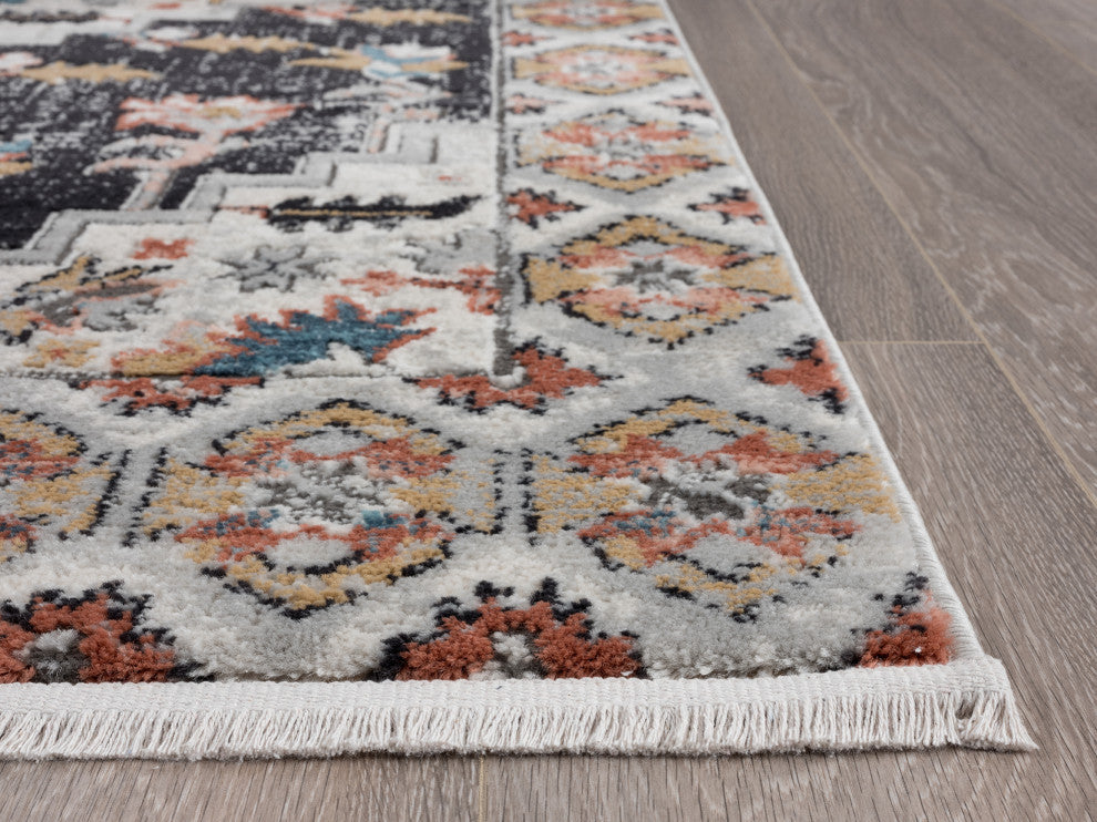Abani Azure Collection AZR120A Medallion Area Rug, Beige, 7'9"x10'2"