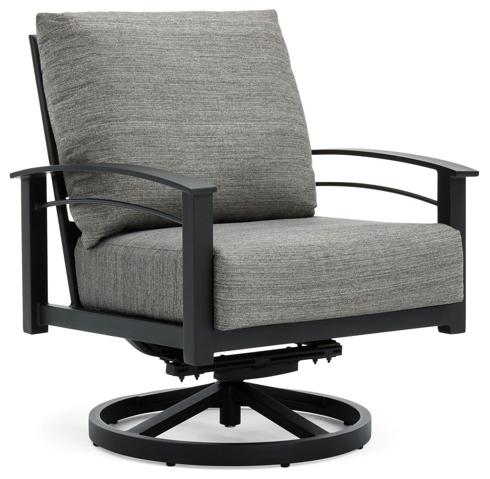 Stanford Cushion Swivel Rocker Lounge Chair, Textured Pewter
