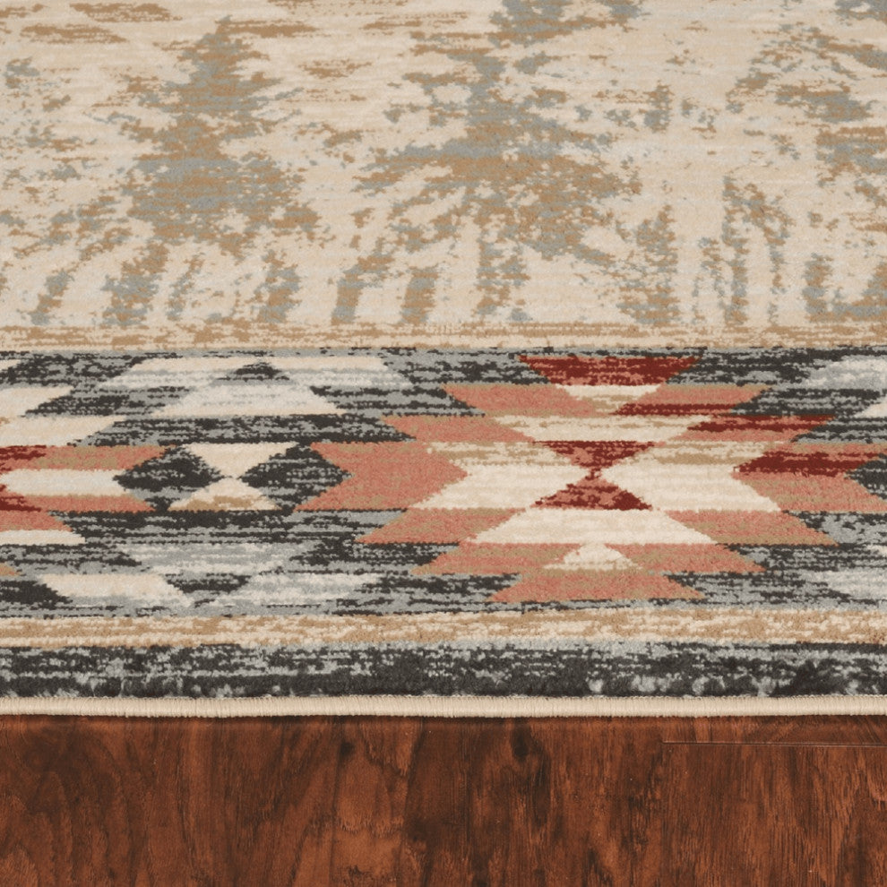 3' X 5' Ivory Southwestern Area Rug