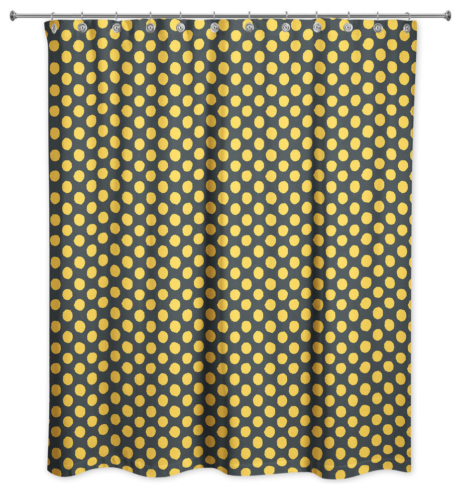 Yellow Pollka Dots Shower Curtain