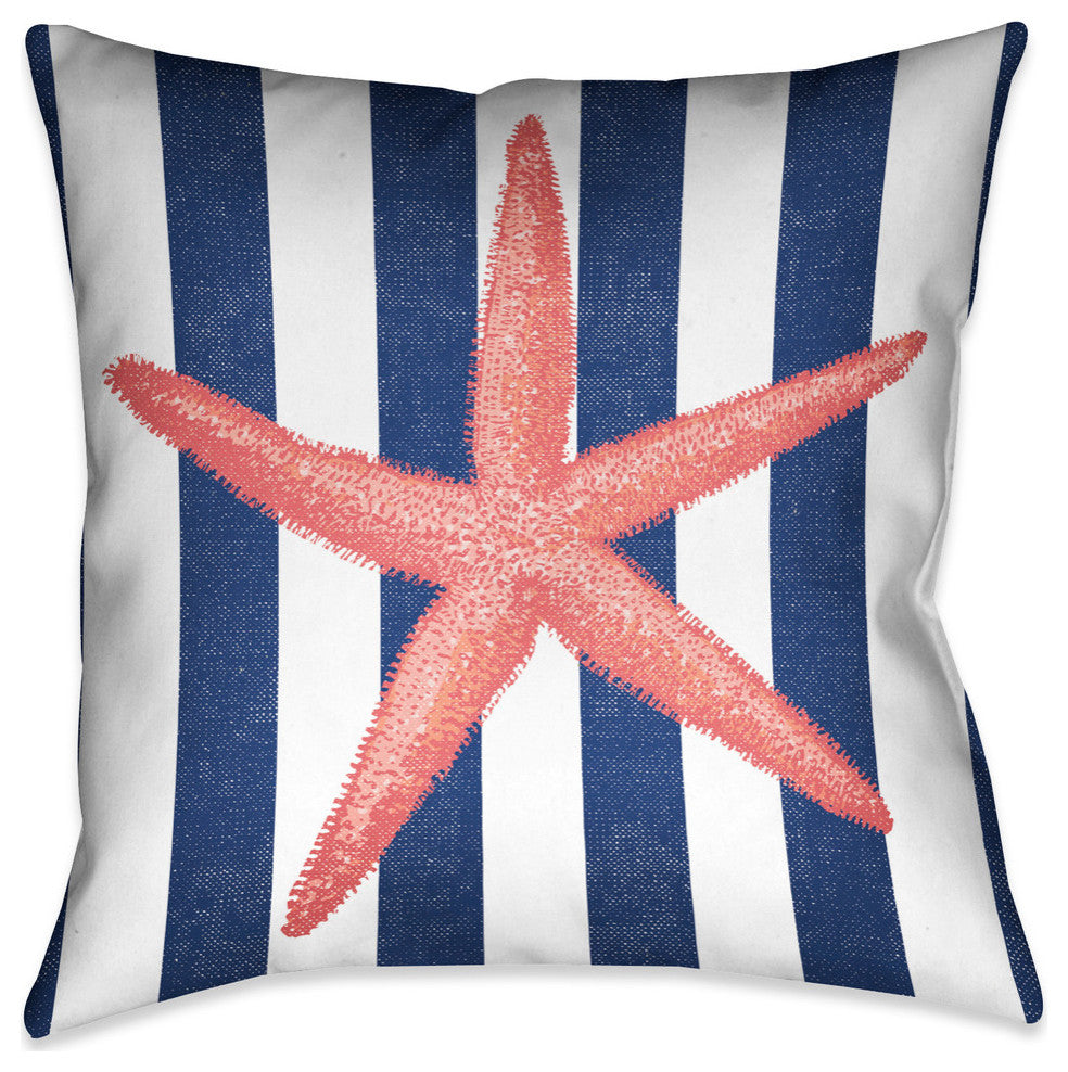 Laural Home Starfish Stripe 18" X 18" Indoor Decorative Pillow