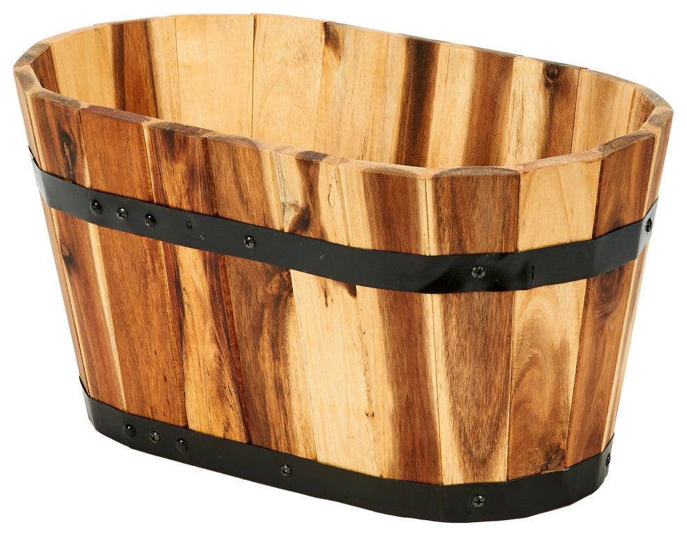 18" Oval Wood Planter