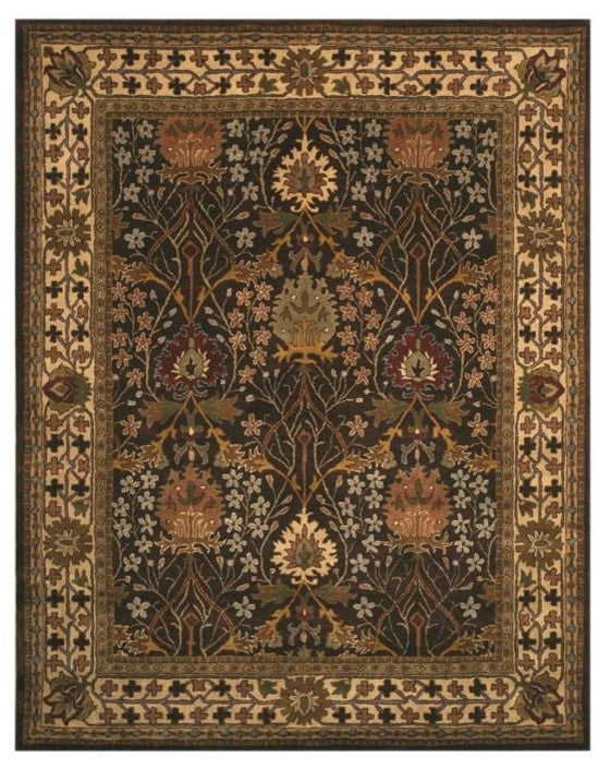 EORC Hand-tufted Wool Brown Traditional Oriental Morris Rug, Rectangular 4'x6'