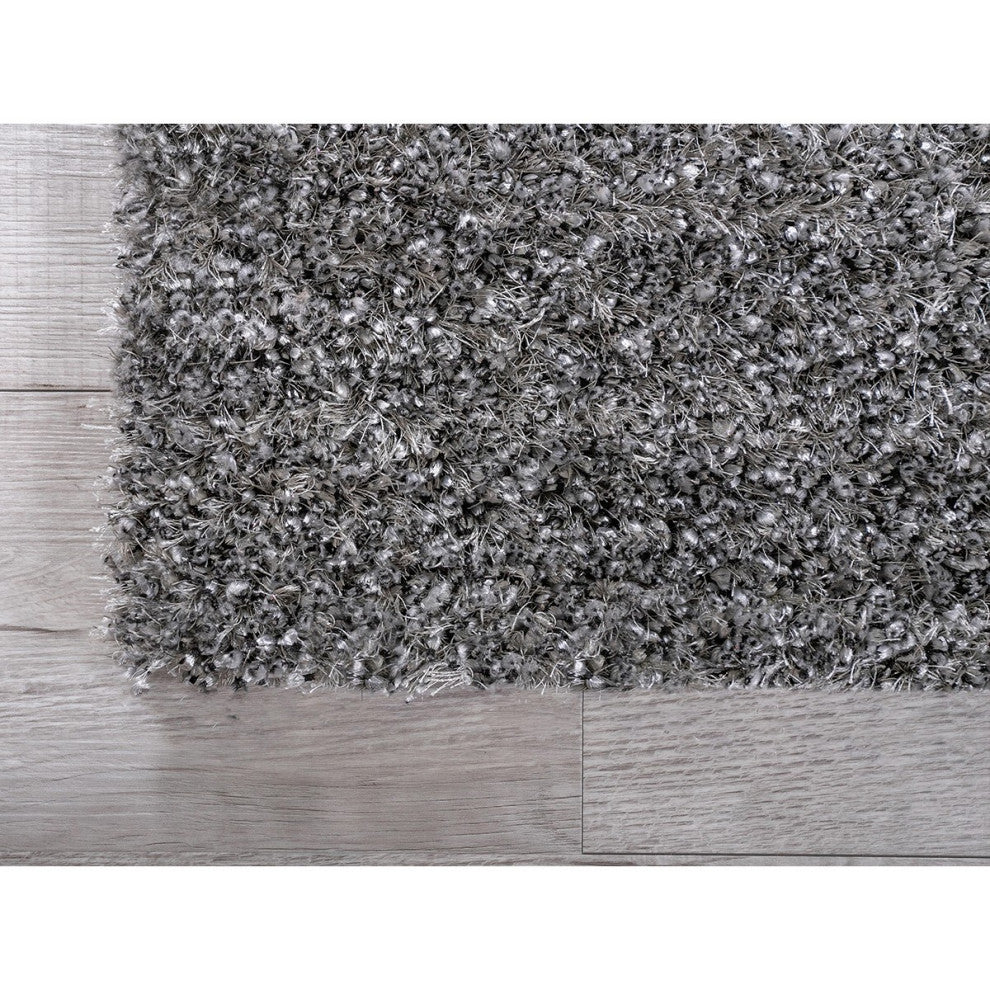 5" x 7" Silver Textured Modern Area Rug