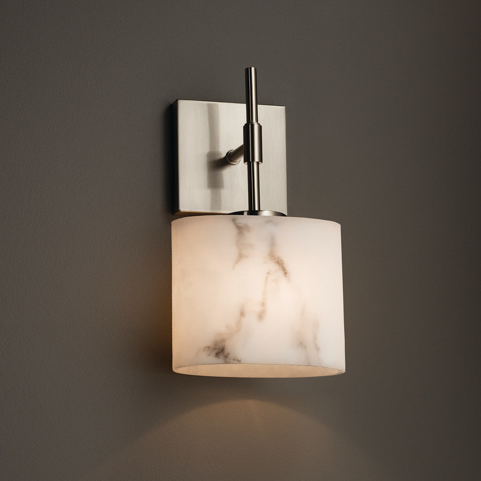 LumenAria Union 1-Light Wall Sconce, Oval, Faux Alabaster Shade