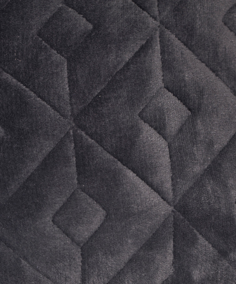 Diamond Square Quilted Coverlet 4-Piece Bedspread Set, Jet Black, King