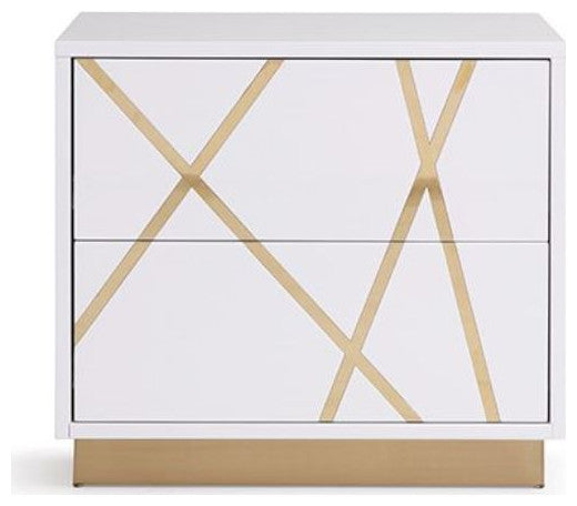 Modrest Nixa Modern White + Gold Bedroom Set, California King