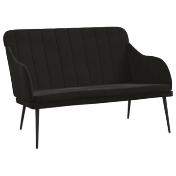 vidaXL Loveseat Accent Upholstered Loveseat Bench with Armrests Black Velvet