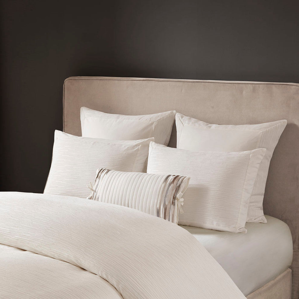 N Natori Hanae Embroidered Cotton Oblong Decorative Pillow, White
