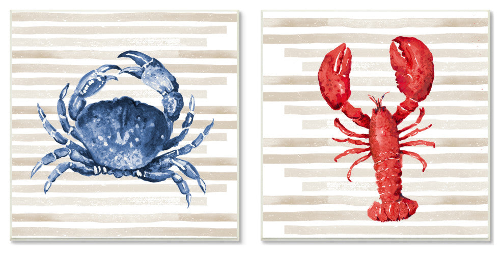 Nautical Blue Crab and Red Lobster,12 x 12