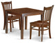 3Pc Square 36 Inch Table And 2 Wood Seat Chairs