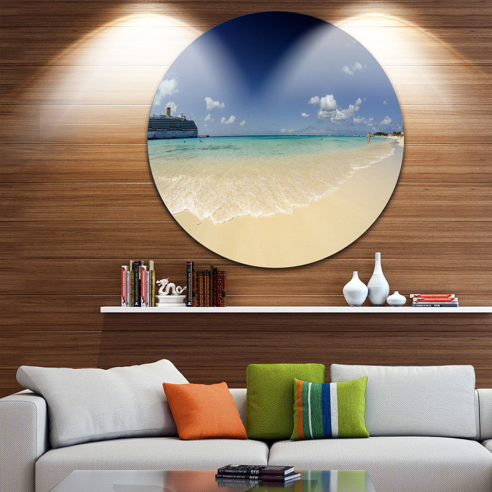 Crystal Waters Of Grand Cayman, Seashore Photo Round Wall Art, 23"