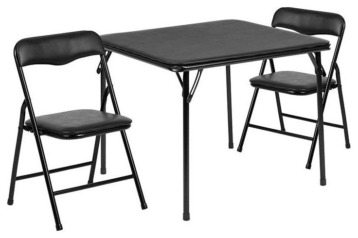 Kids 3-Piece Folding Table and Chair Set, Black