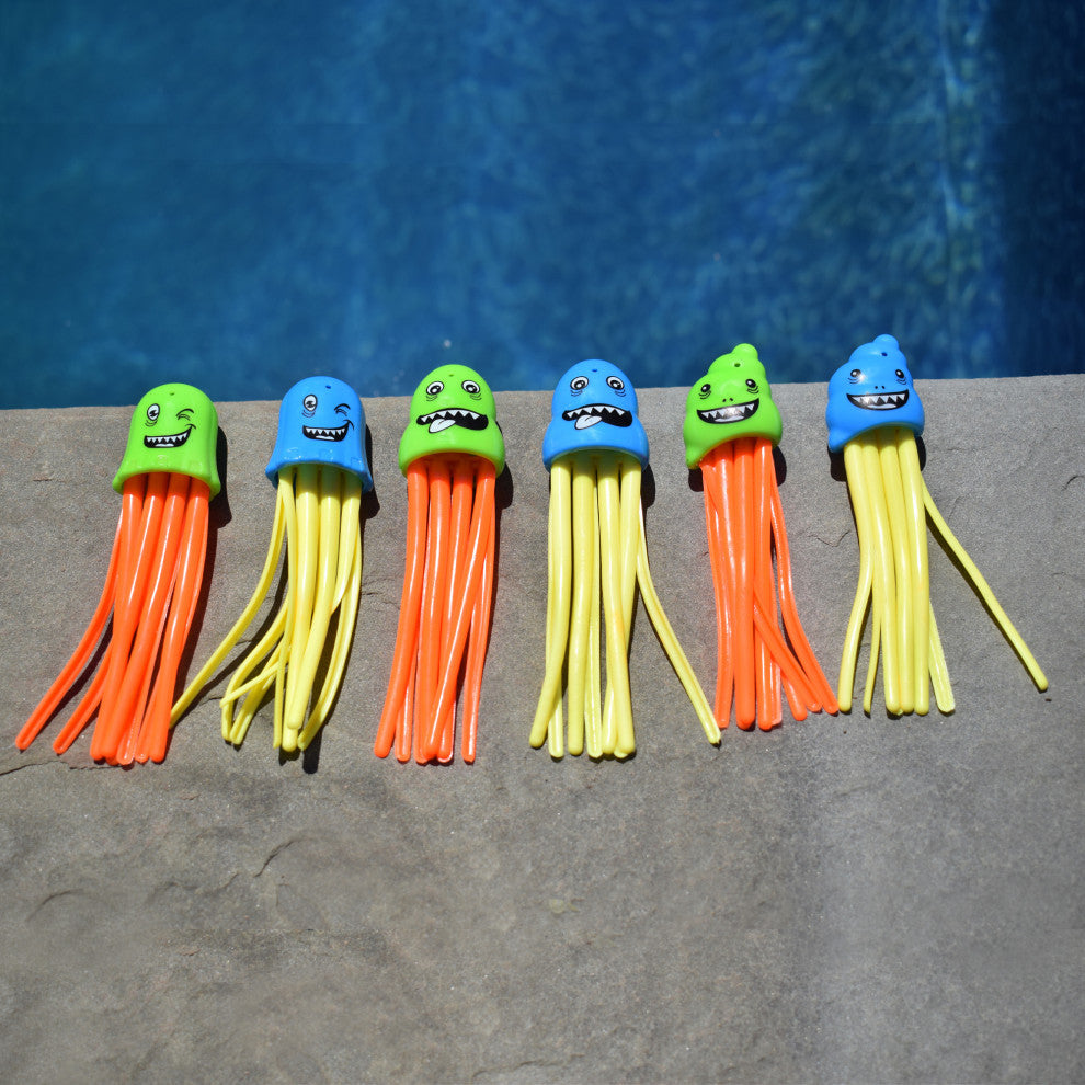 Set of 6 Multicolor Jellyfish Slow Sinking Dive Game, 5"