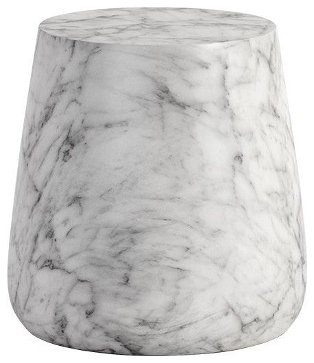 Aries Side Table, Marble Look, White