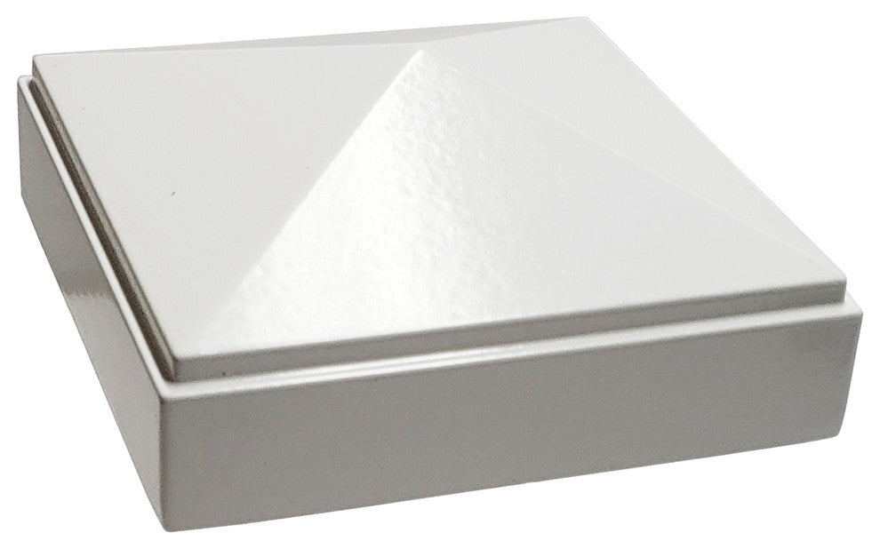 3"x3" Aluminium Pyramid Post Cap for Metal Posts, Pressure Fit, White (DHPPC30W)