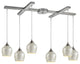 Fusion 6-Light Satin Nickel Pendant, Silver Mosaic Glass