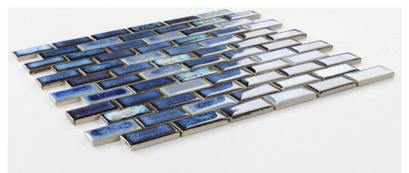 Mosaic Brick Series Handmade Porcelain Tile For Swimming Pool, Wet Areas & More, Royal Blue