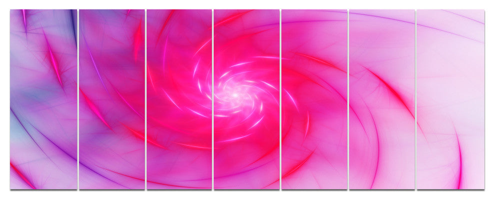 Beautiful Fractal Pink Whirlpool, Floral Canvas Art Print, 83"x32", 7 Panels