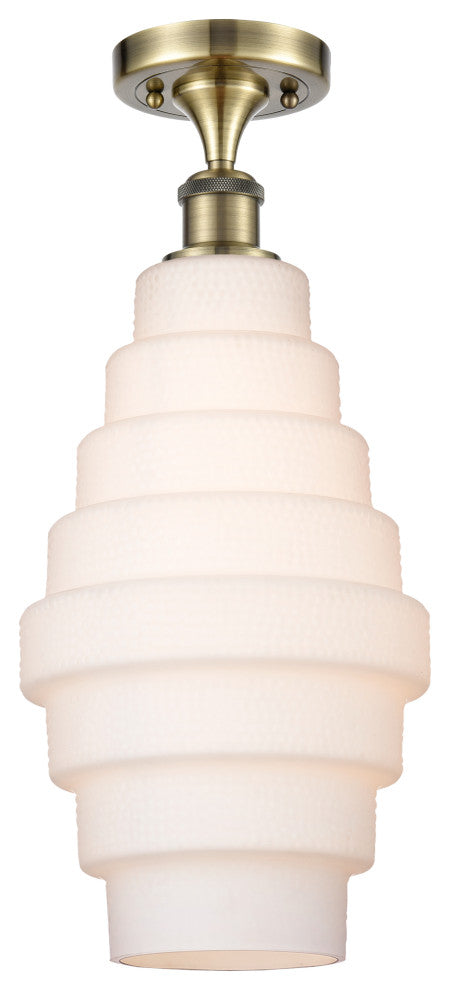 Innovations 516-1C-AB-G671-8 1 Light Semi-Flush Mount, Antique Brass