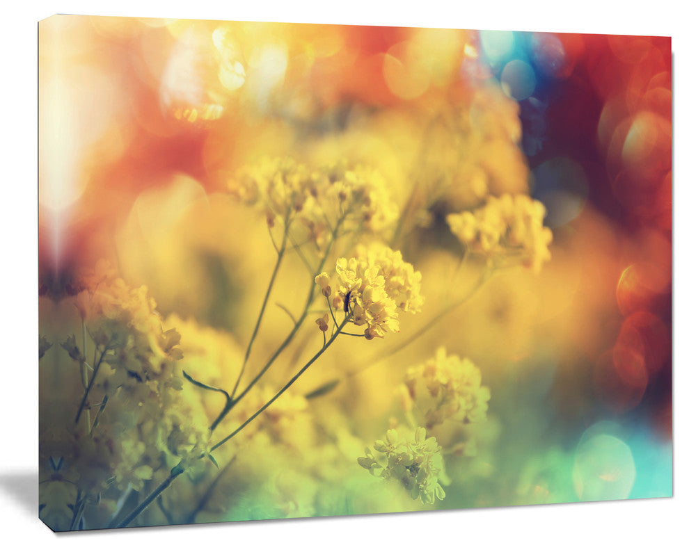 Light Little Yellow Flowers Background, Large Flower Canvas Art Print, 20"x12"