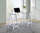 Middleton Desk With Clear Glass Top and White Base