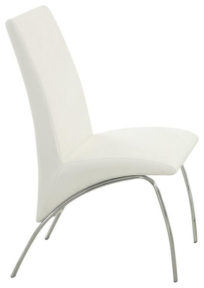 Bowery Hill 19" Faux Leather Dining Side Chair in White-Chrome