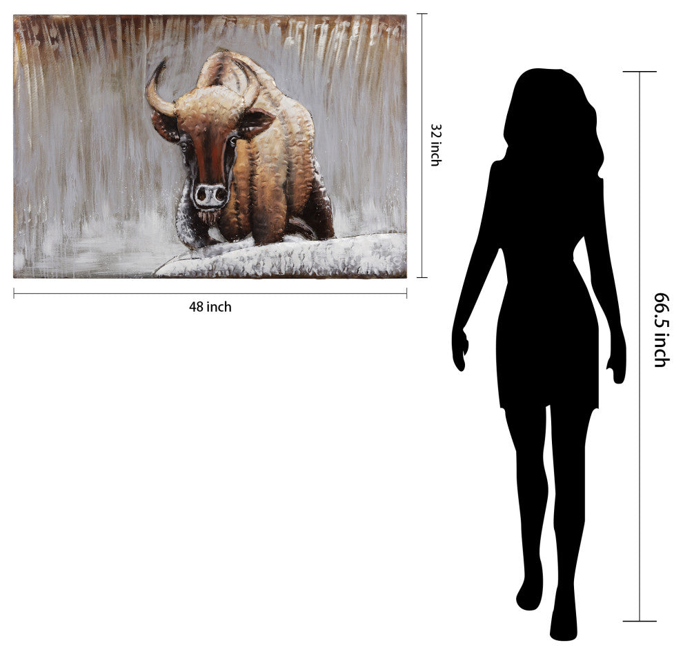 "Buffalo" Mixed Media Iron Hand Painted Dimensional Wall Art