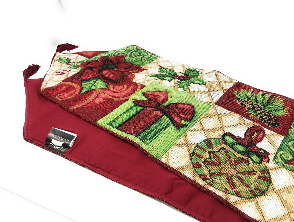 Tache Christmas Decorative Tapestry Holiday Tidings Table Runners, 13"x90"