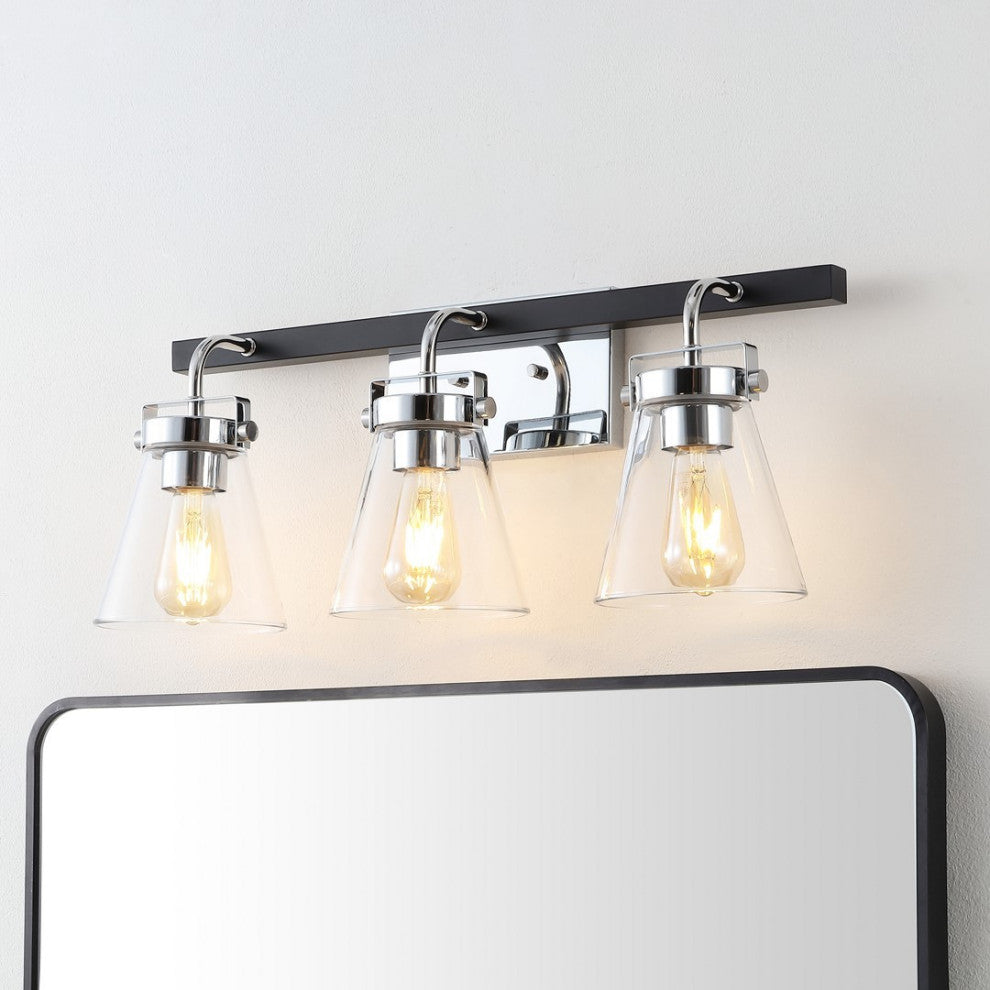 Safavieh Rayney 3Lt 23" Wall Sconce, Chrome/Black