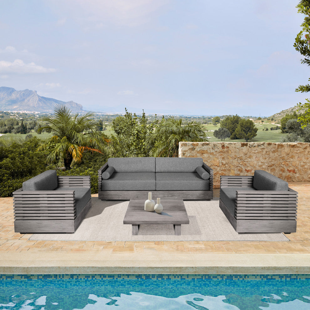 Vivid Outdoor Patio 4-Piece Conversation Set Gray Olefin Cushions