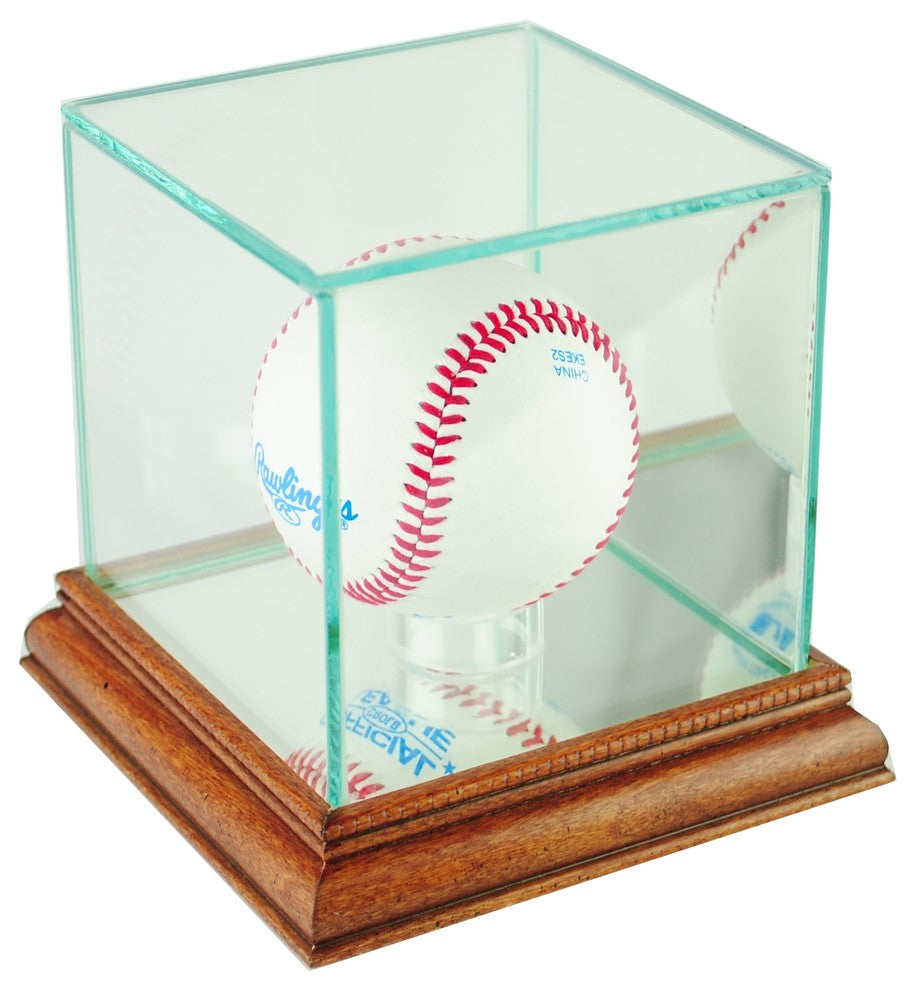 Single Baseball Display Case, Walnut
