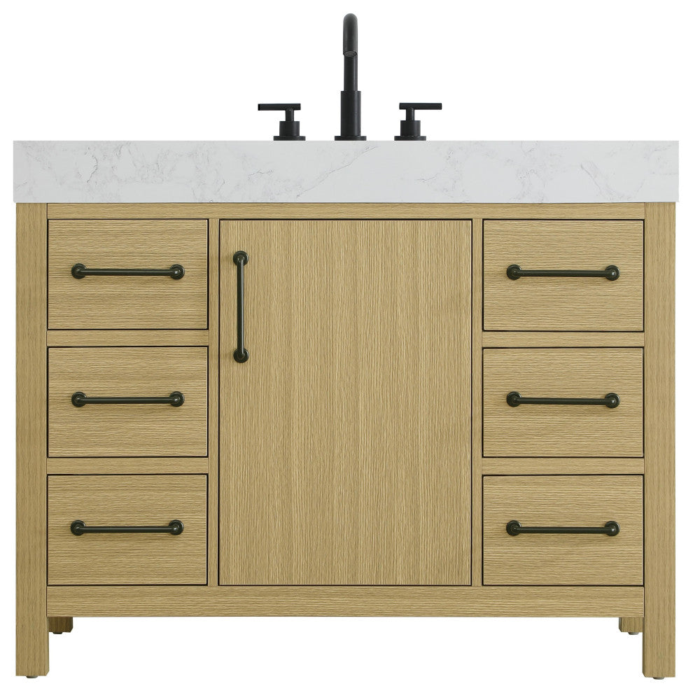 Home Living 42" Single Bathroom Vanity, Honey Brown