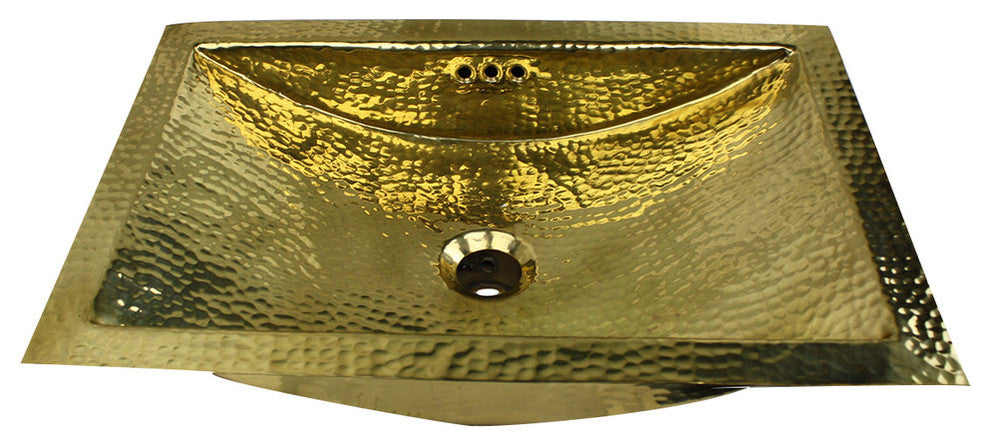 Nantucket Sinks 23.5"x15.5" Hammered Brass Rectangle Undermount Bathroom Sink