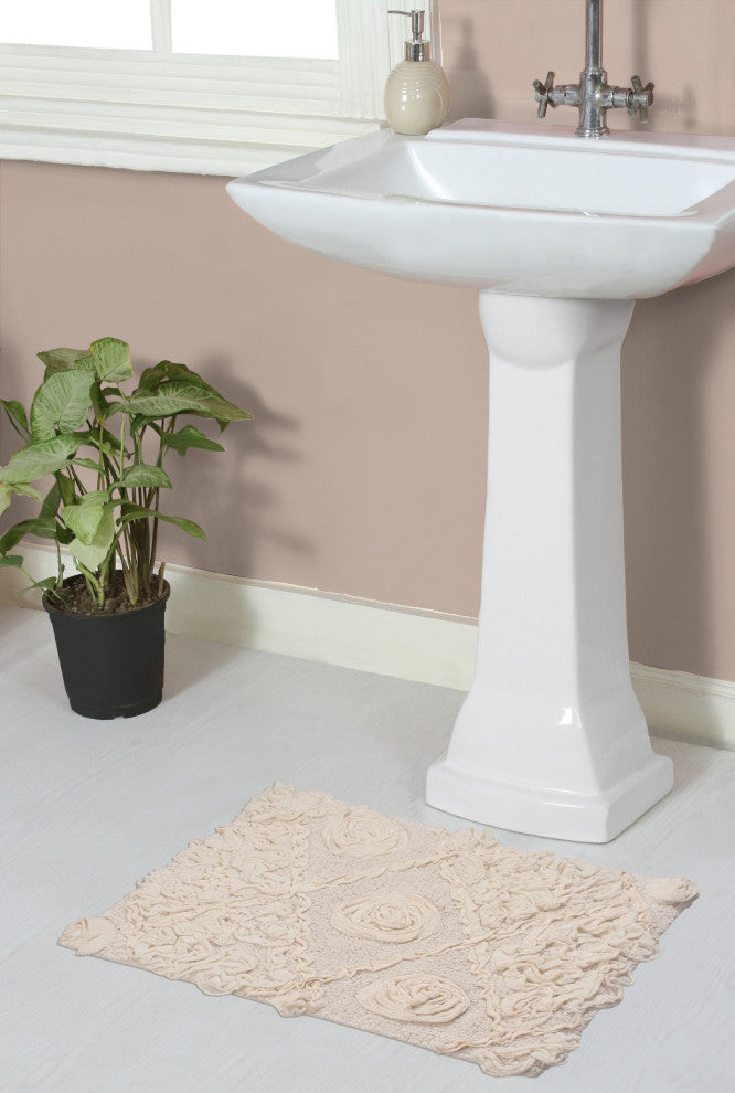 Modesto Bath Rug Bath Rug Set, Machine Wash, 17x24" Rectangle, Ivory