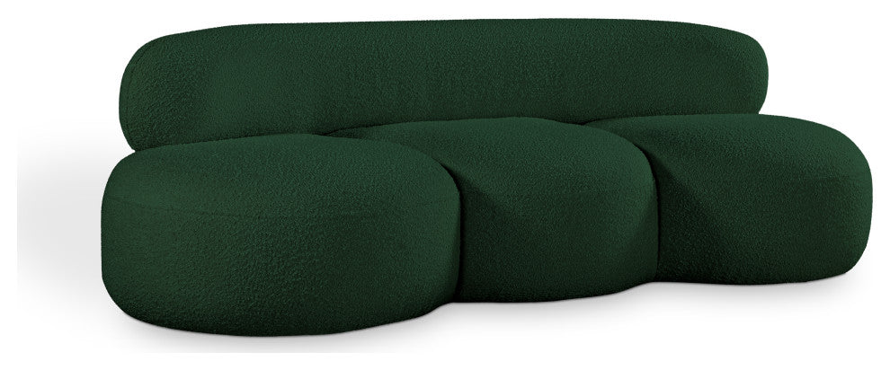 Venti Black Boucle Fabric Upholstered Set, Green, Sofa
