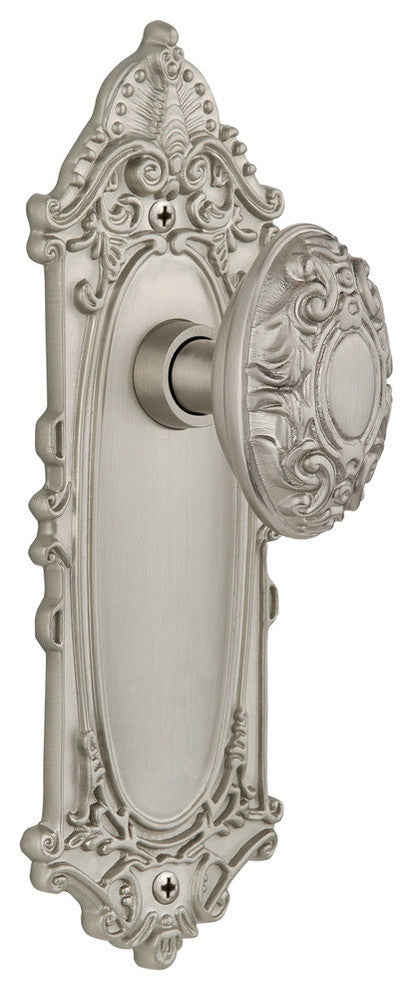 Victorian Plate Passage Victorian Door Knob, Satin Nickel