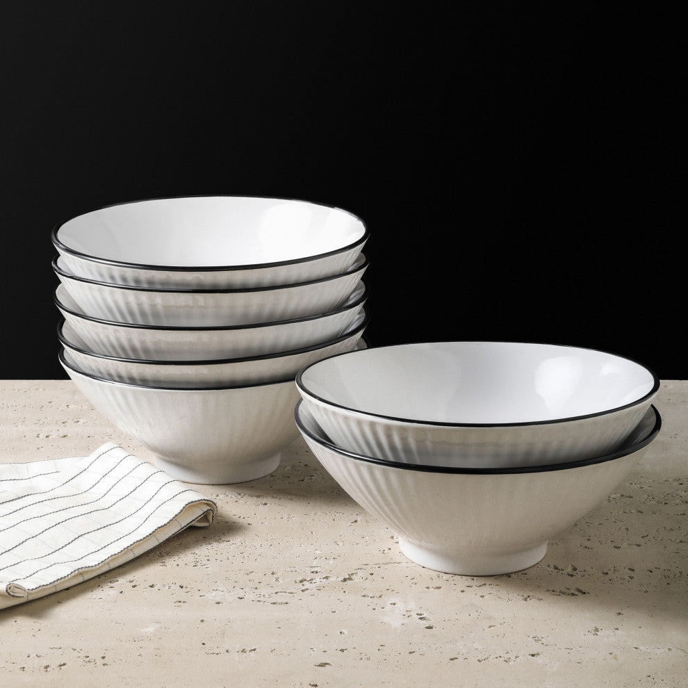 Christian Siriano Lustra Stoneware 16 Piece Dinnerware Set, White