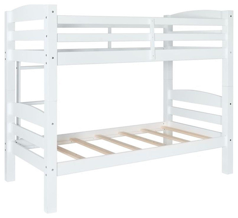 Linon Levi Twin over Twin Wood Bunk Bed in White