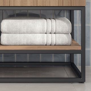 Bahia Bath Vanity, Oak, 72", Matte Black Hardware, Double, Freestanding