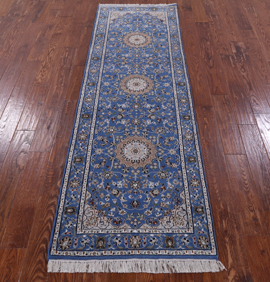 2' 7" X 8' 1" Runner Persian Nain Wool and Silk Hand-Knotted Rug Q11651