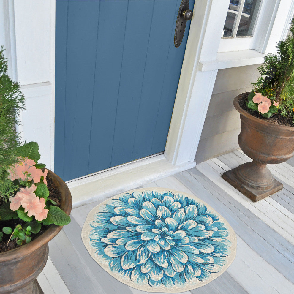 Esencia Mum Indoor/Outdoor Mat Blue 3'3"x3'3"