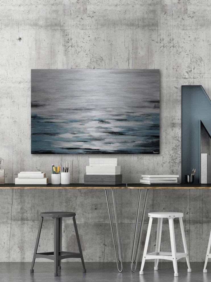 "Reflective Sea" Painting Print on Brushed Aluminum, 36"x24"