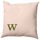 18"x18" Modern Monogram Decorative Throw Pillow, Olive